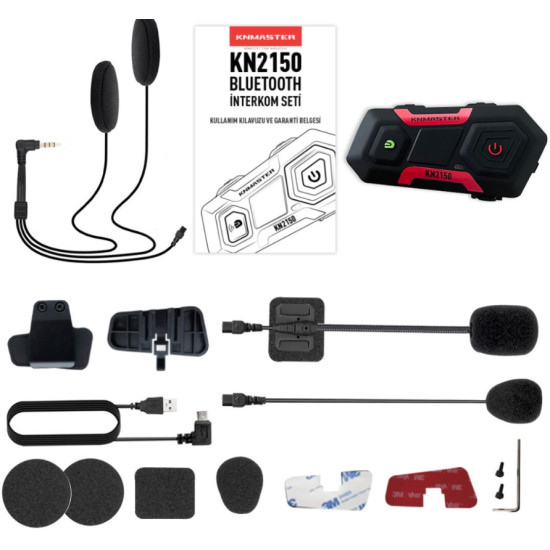 Knmaster KN2150 Motosiklet Kask İnterkom Bluetooth Intercom Kulaklık Seti