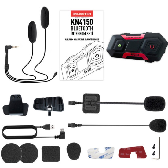 Knmaster KN4150 Motosiklet Kask İnterkom Bluetooth Intercom Kulaklık Seti